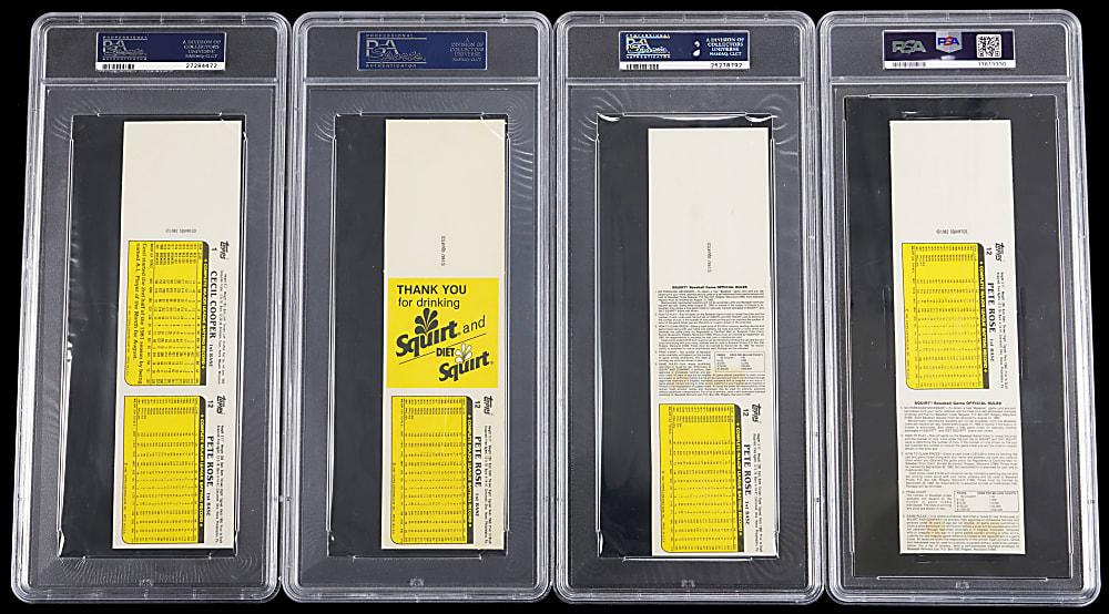 1982 Squirt Pete Rose Panel PSA Graded Quartet - All Different with (2) GEM MINT 10