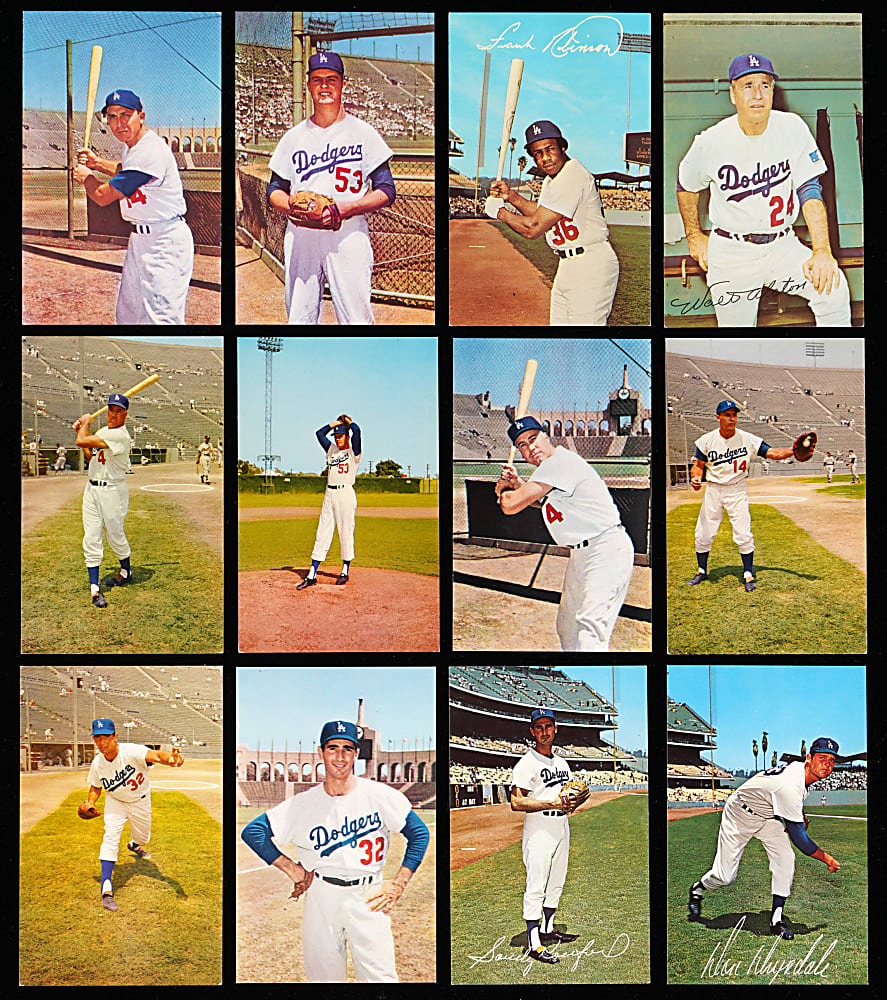 1959-1970s Los Angeles Dodgers Postcards (70) Different with Several Hall of Famers Including (3) Sandy Koufax