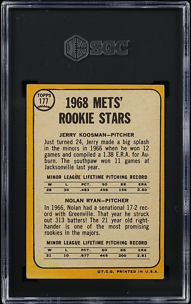 1968 Topps #177 Nolan Ryan Rookie SGC VG/EX 4