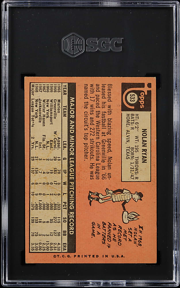 1969 Topps #533 Nolan Ryan SGC VG/EX 4