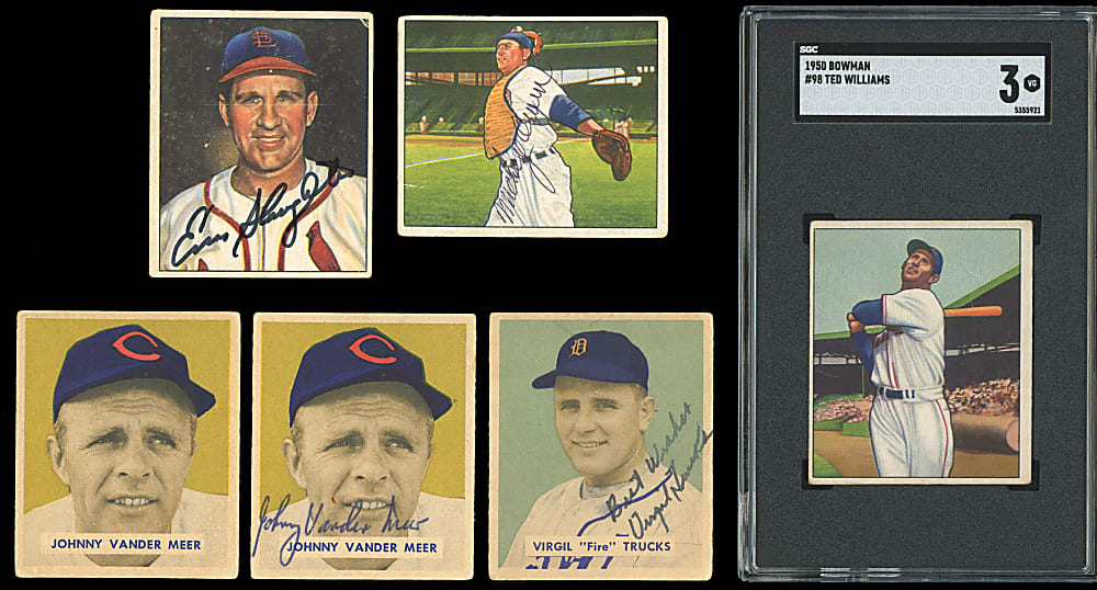 1949 & 1950 Bowman Collection (29) with SGC VG 3 Ted Williams with (4) Autographed