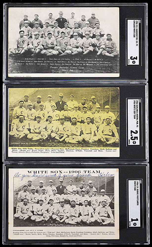 1906-1964 Chicago White Sox/Comiskey Park Postcard Collection (11) with (3) 1906 Worlds Champions SGC Graded Examples