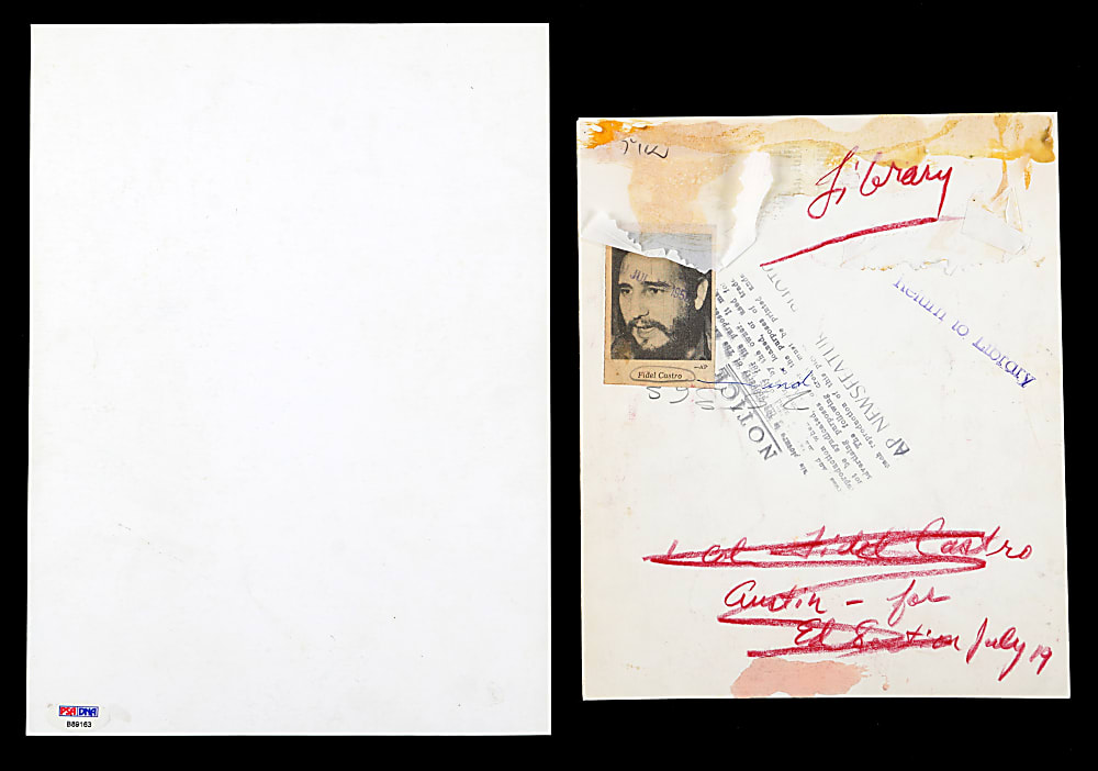 Fidel Castro Signed Recognition Certificate with Full PSA/DNA LOA Plus 1950s News Service Photograph