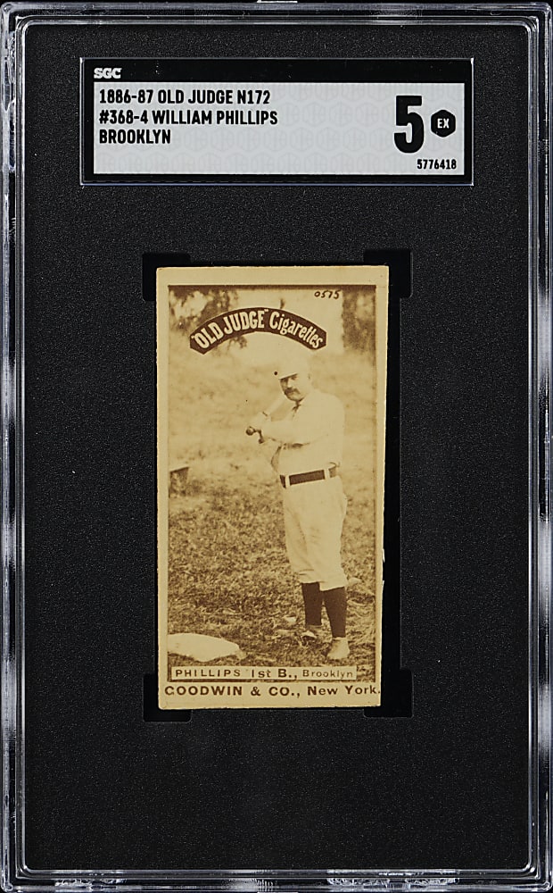 1886-1887 N172 Old Judge #368-4 William (Bill) Phillips Brooklyn SGC EX 5 - Population 1 and Highest Graded by Either SGC/PSA