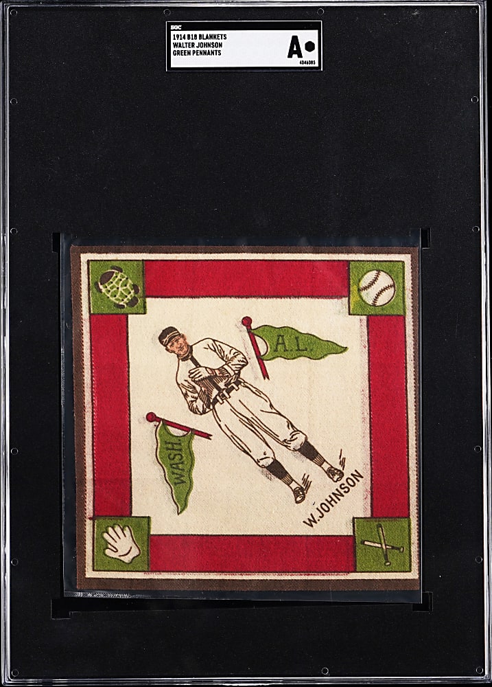 1914 B18 Blanket Walter Johnson Green Pennants SGC Authentic