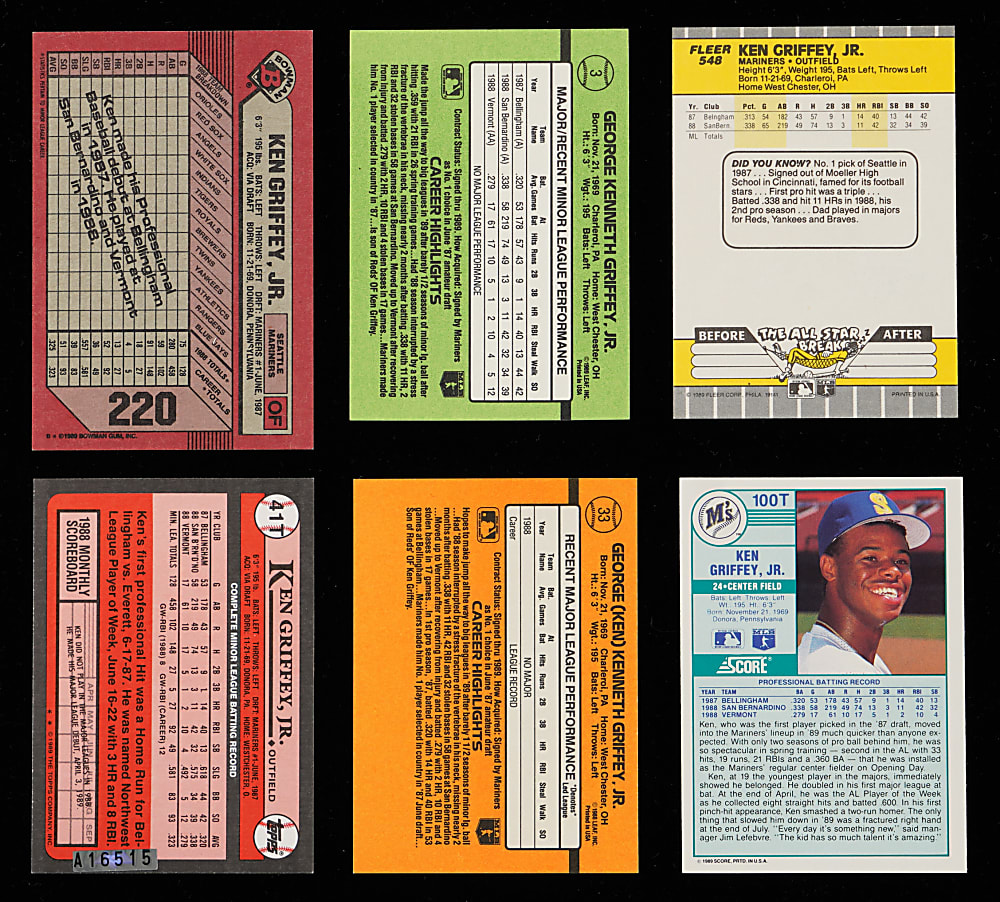 Signed 1989 Ken Griffey Jr. Limited Edition (#/500) Rookie Card Set (6)