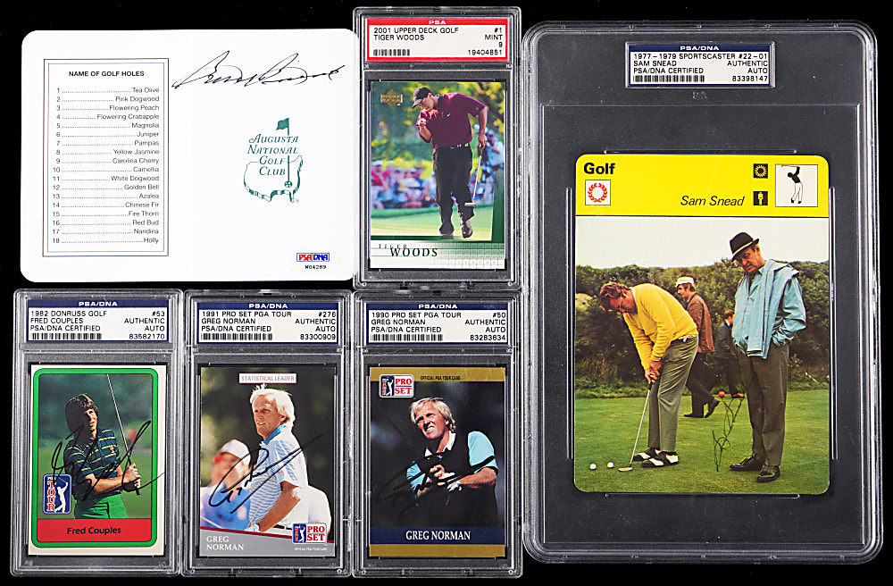 1977-2001 Golf Legends PSA Graded Collection (6) with (5) Signed Including (2) Sam Snead