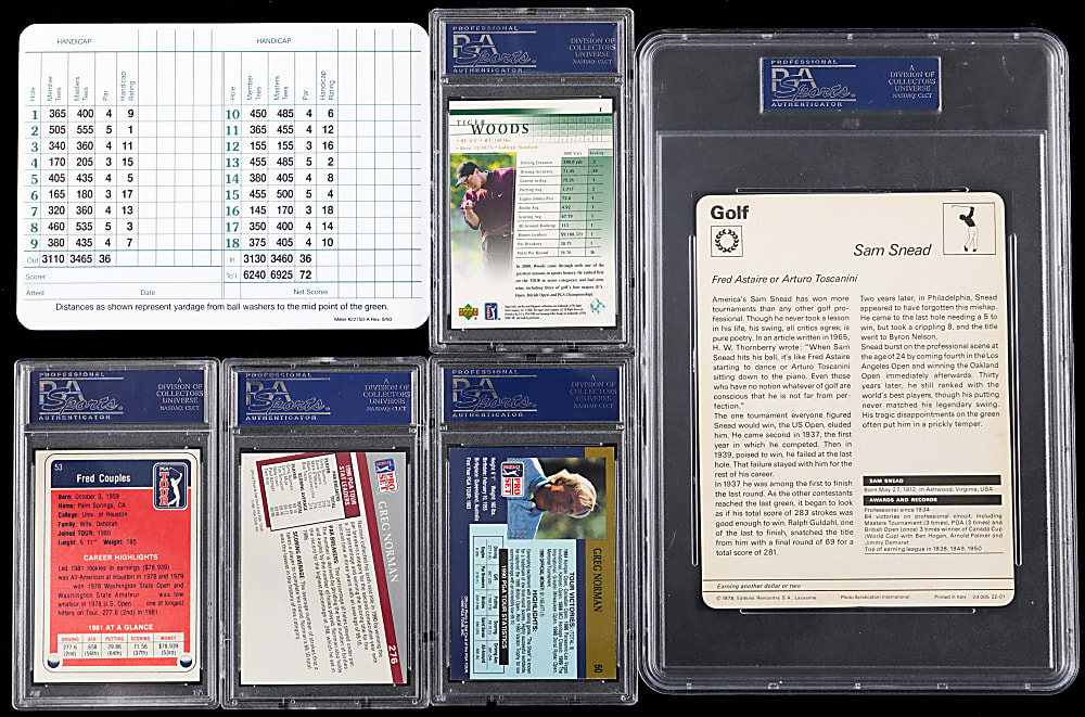 1977-2001 Golf Legends PSA Graded Collection (6) with (5) Signed Including (2) Sam Snead