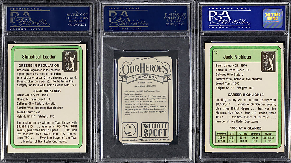 1979-1981 Jack Nicklaus Rookie PSA Graded Trio with Signed 1981 Donruss