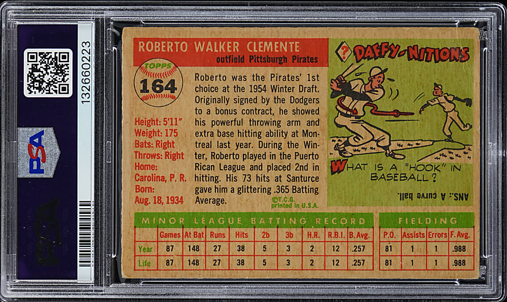 1955 Topps #164 Roberto Clemente Rookie PSA GOOD+ 2.5