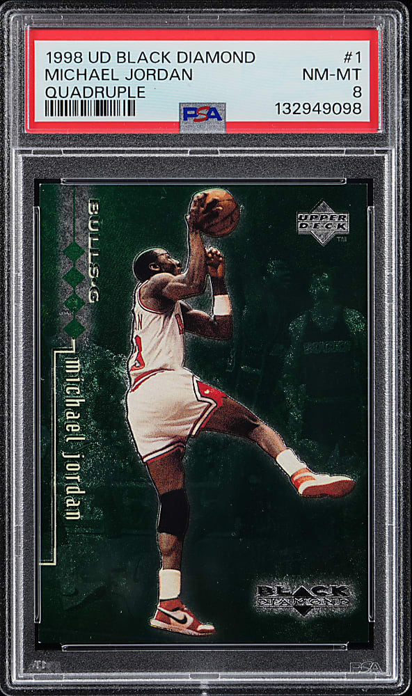 1998-1999 Upper Deck Black Diamond Basketball #1 Michael Jordan Quadruple #/150 PSA NM-MT 8