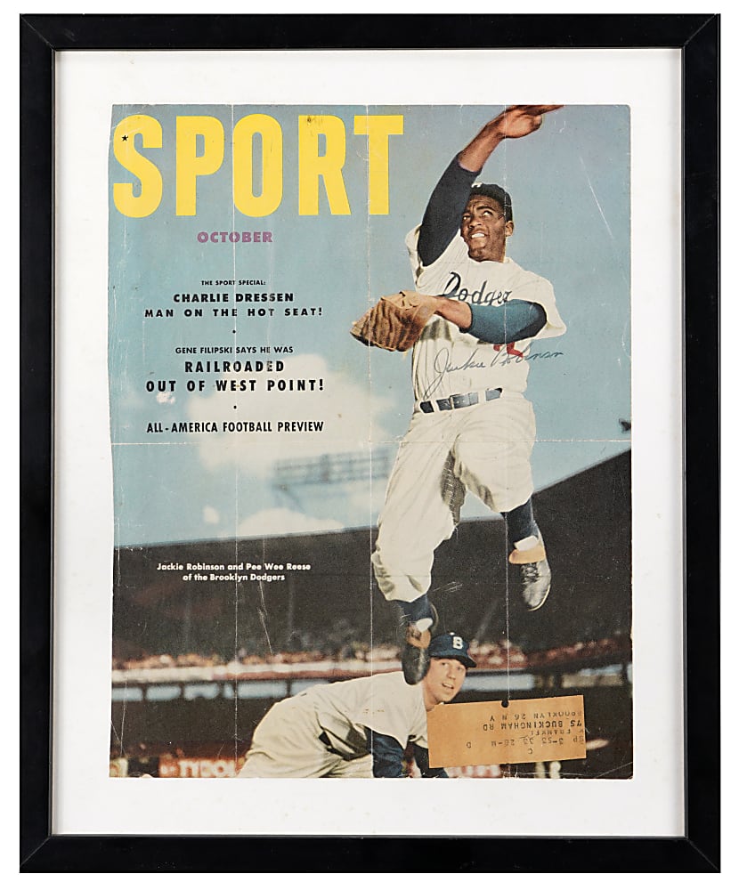 1952 Jackie Robinson Signed & Framed Sport Magazine Cover