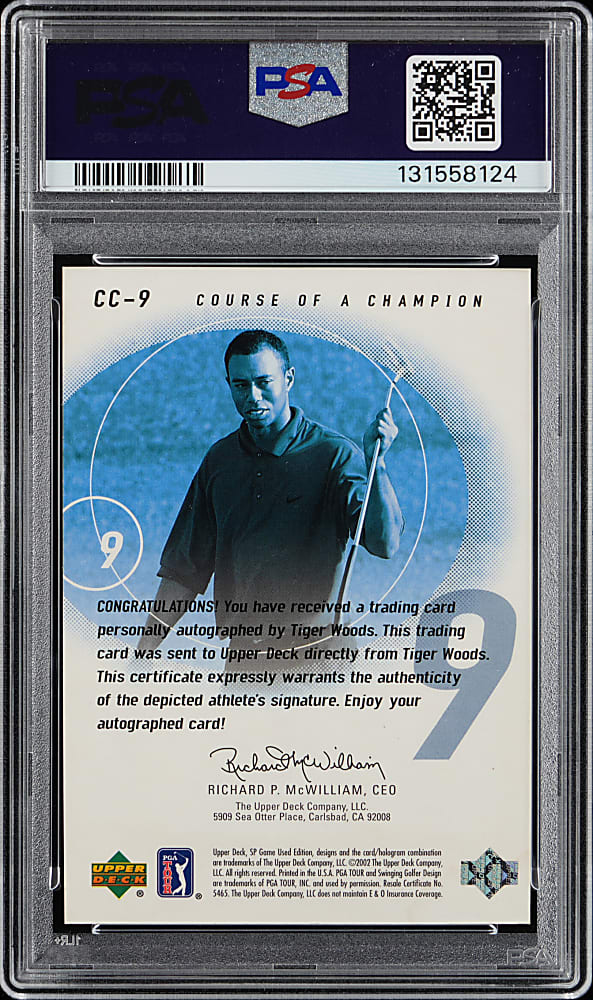2002 SP Game-Used Golf Edition #CC-9 Tiger Woods Course of a Champion Certified Autograph PSA Authentic