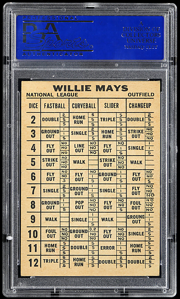 1961 Topps Dice Game Willie Mays PSA EX 5