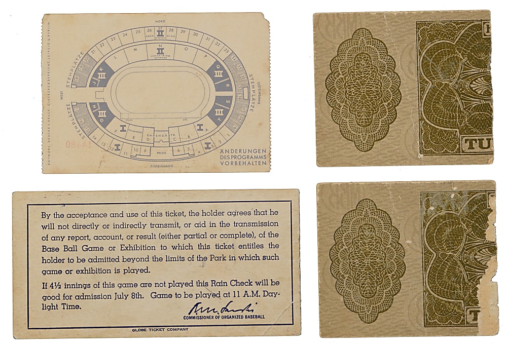 1927-1936 Multi-Sport Historical Ticket Stub Group (4) with (2) 1927 Tunney/Dempsey Fight