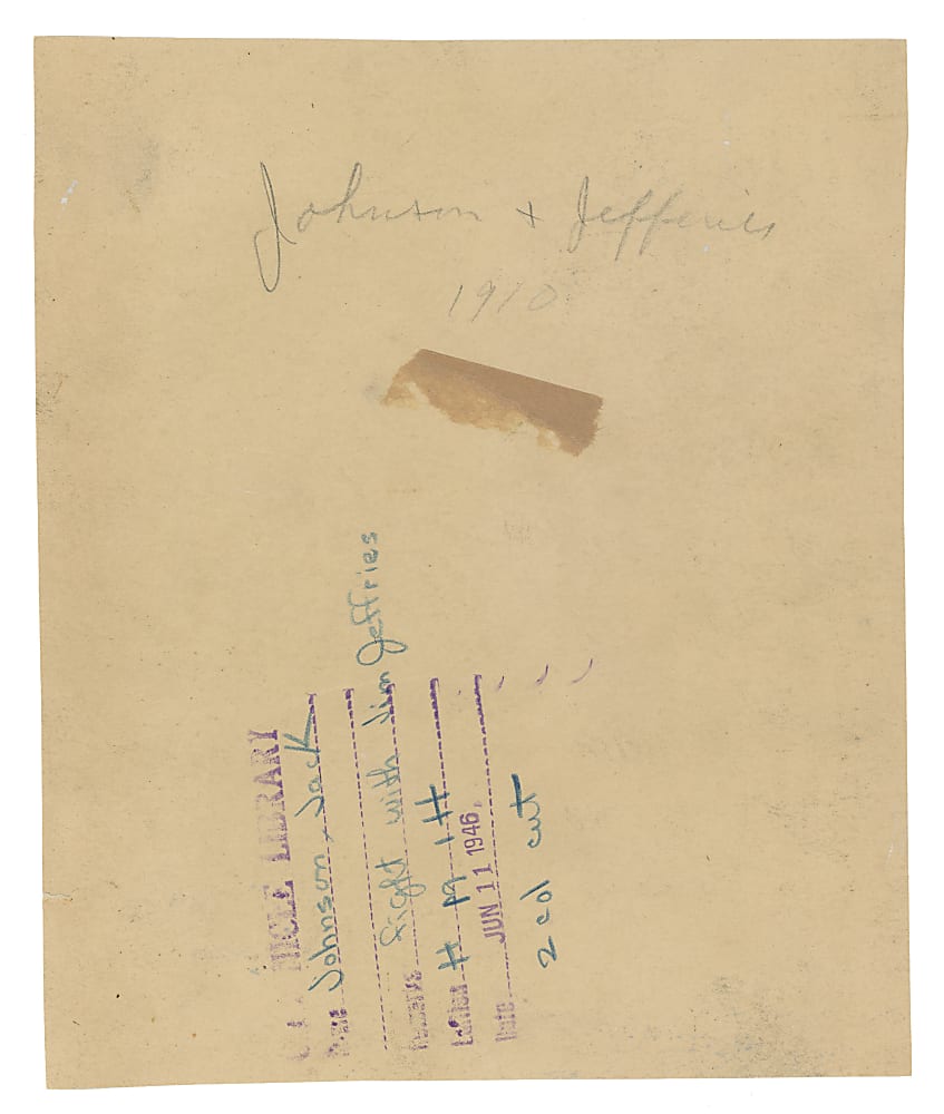 1946 Jack Johnson vs. Jim Jeffries 1910 "Fight of the Century" News Service Photo