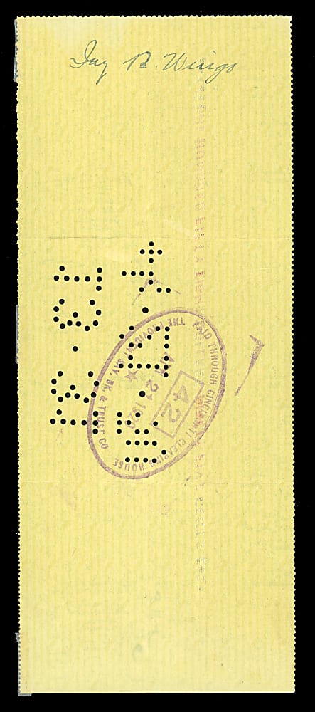 1920 Ivey Wingo Signed Cincinnati Reds Payroll Check - 1919 World Series Champ