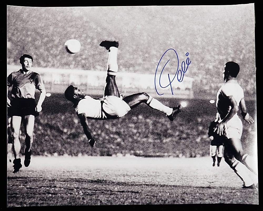 Pele Signed Iconic Bicycle Kick 16x20 Photo