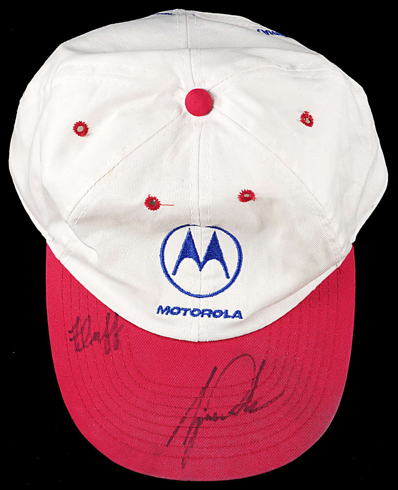Tiger Woods & Mike "Fluff" Cowan Dual-Signed Hat with Full PSA/DNA LOA