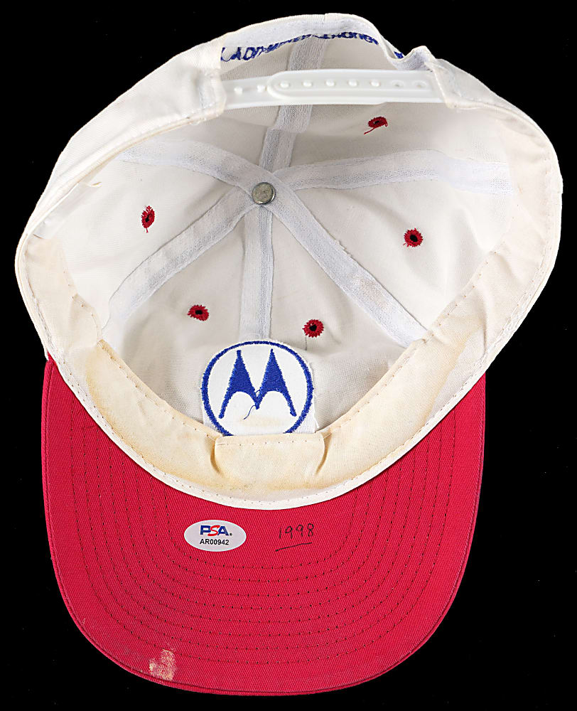 Tiger Woods & Mike "Fluff" Cowan Dual-Signed Hat with Full PSA/DNA LOA