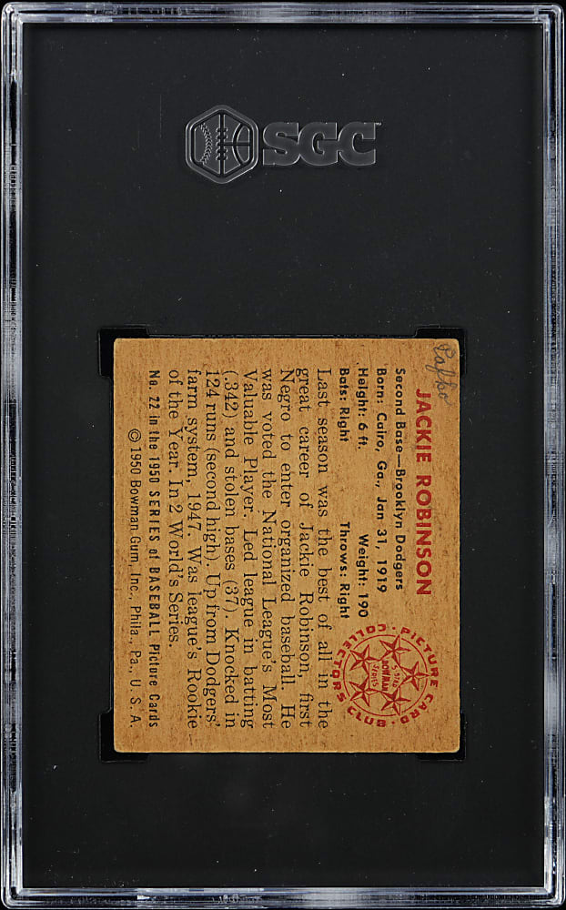 1950 Bowman #22 Jackie Robinson SGC FAIR 1.5