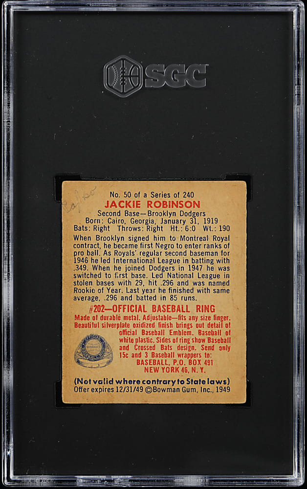 1949 Bowman #50 Jackie Robinson Rookie SGC GOOD 2