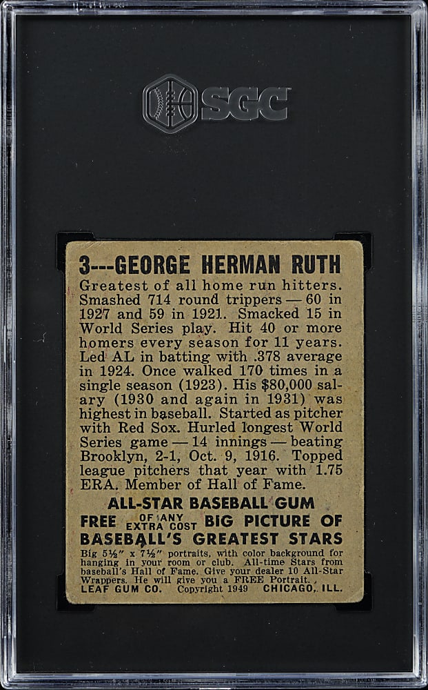 1948-1949 Leaf #3 Babe Ruth SGC POOR 1