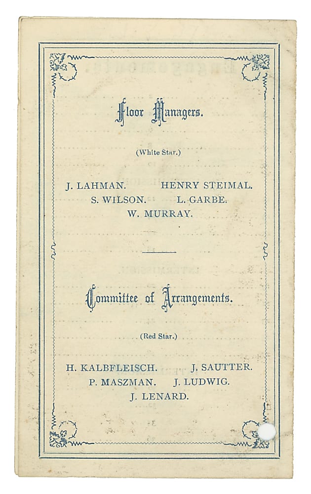 1870 Empire Base Ball Club First Soiree Program