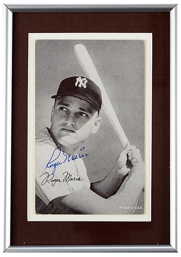 1947-1966 Roger Maris Signed Exhibit Card Framed Display – Full JSA LOA