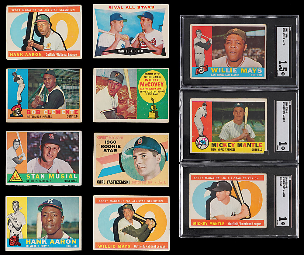 1960 Topps Complete Set (572) with (3) Graded Included (2) Mickey Mantle & Willie Mays