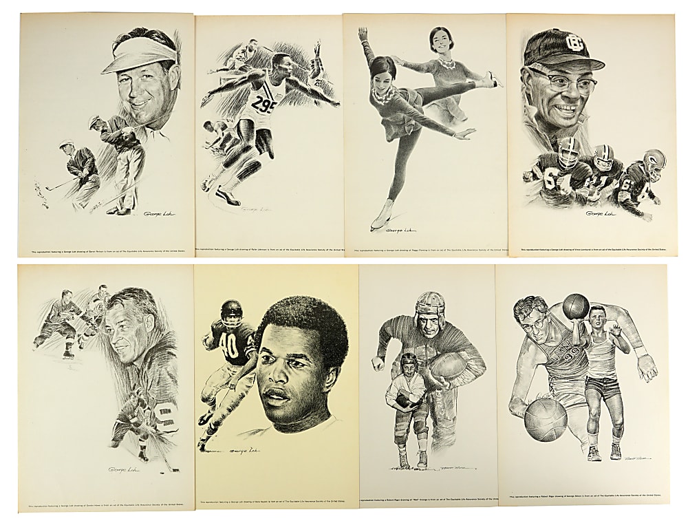 1960s George Loh & Robert Riger Multi-Sport Equitable Life Assurance Society Prints Collection (74) with Many Hall of Famers