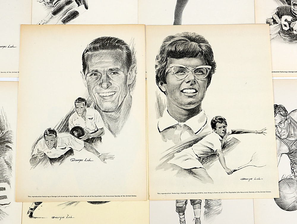 1960s George Loh & Robert Riger Multi-Sport Equitable Life Assurance Society Prints Collection (74) with Many Hall of Famers