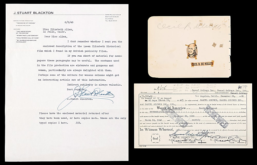 Hollywood Pioneers Signed Flats (3) with DeMille, Goldwyn & Blackton
