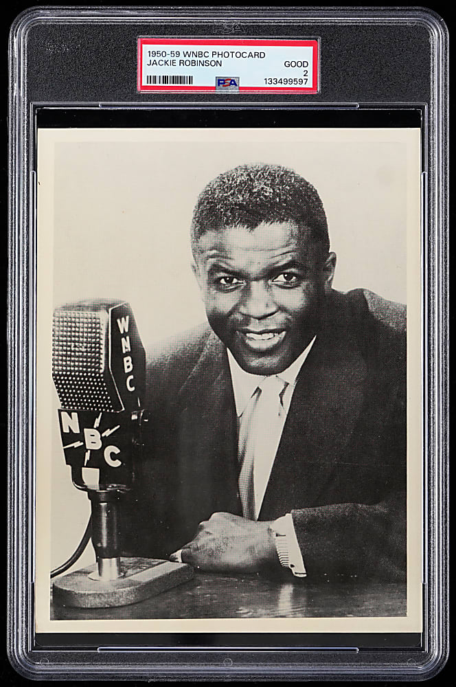 1950-1959 WNBC Photocard Jackie Robinson Jumbo Postcard PSA GOOD 2