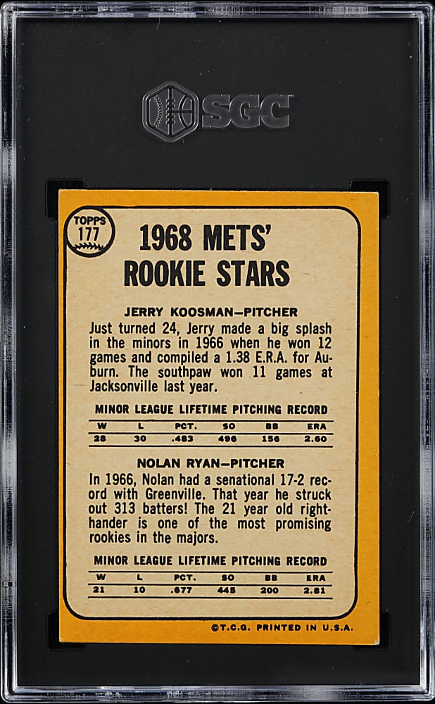 1968 Topps #177 Nolan Ryan Rookie SGC VG/EX+ 4.5