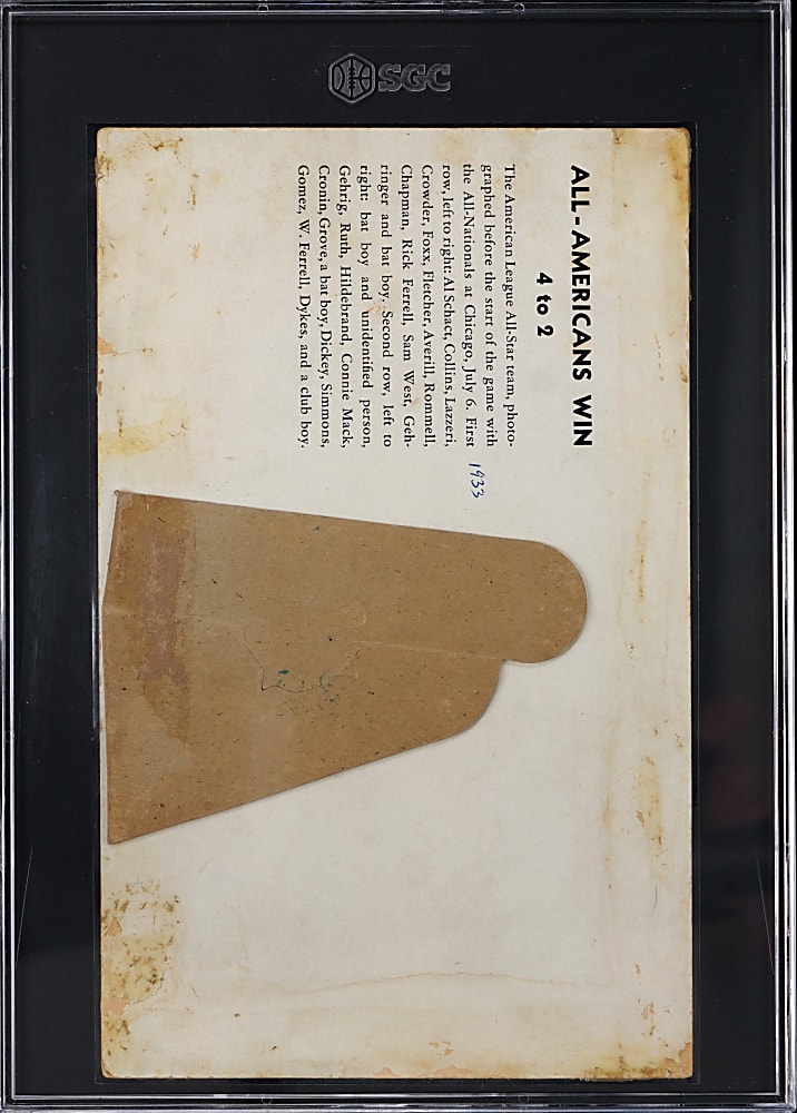 1934 R309-1 Goudey Premiums American League All-Stars SGC Authentic