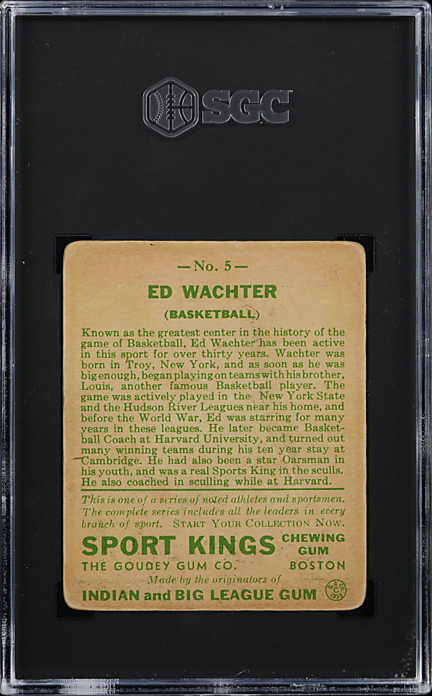 1933 Sport Kings Gum #5 Ed Wachter SGC GOOD 2