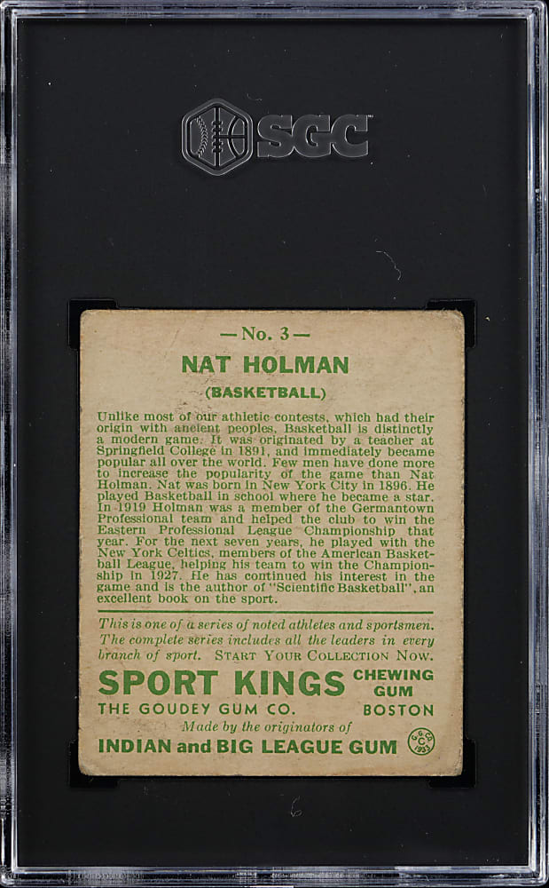 1933 Sport Kings Gum #3 Nat Holman SGC FAIR 1.5