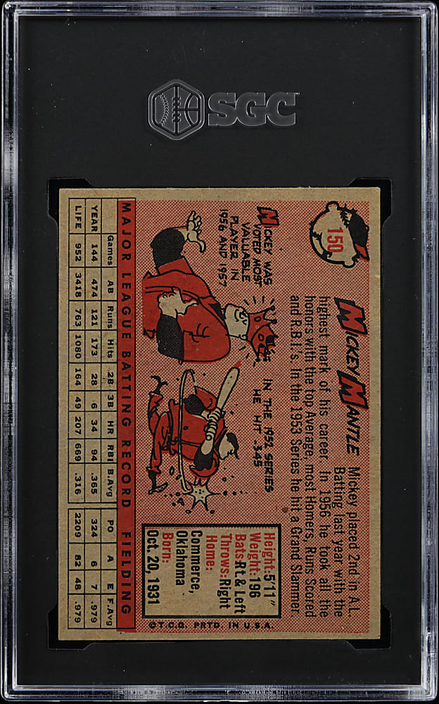 1958 Topps #150 Mickey Mantle SGC EX/NM+ 6.5