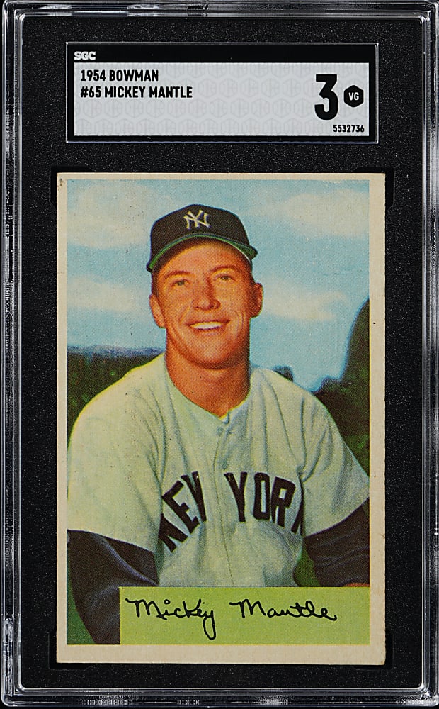 1954 Bowman #65 Mickey Mantle SGC VG 3