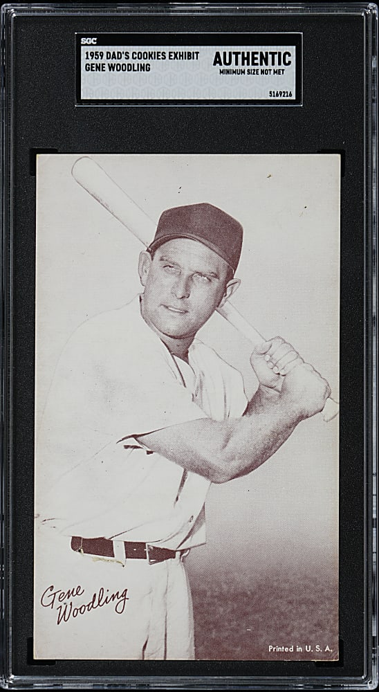 1959 Dad's Cookies Exhibits Gene Woodling SGC Authentic