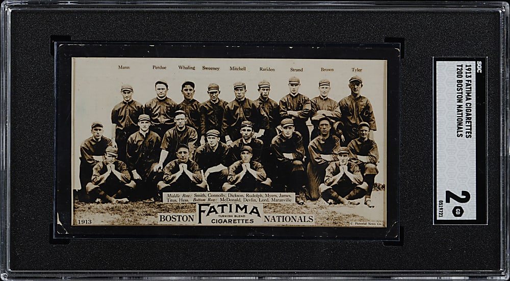 1913 T200 Fatima Cigarettes Boston Nationals Team Card with Rabbit Maranville SGC GOOD 2