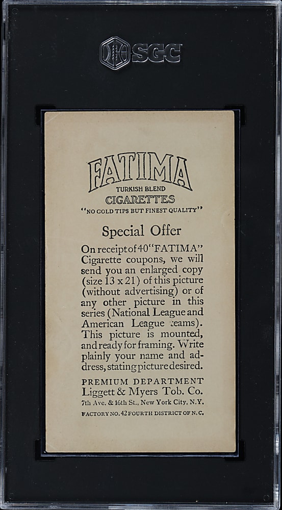 1913 T200 Fatima Cigarettes Boston Nationals Team Card with Rabbit Maranville SGC GOOD 2