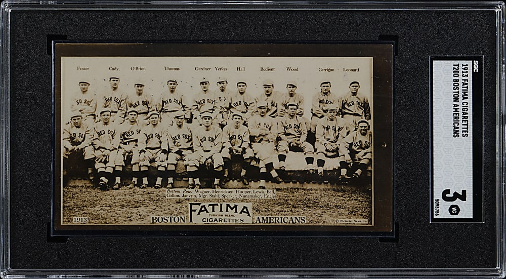 1913 T200 Fatima Cigarettes Boston Americans Team Card with Harry Hooper & Tris Speaker SGC VG 3