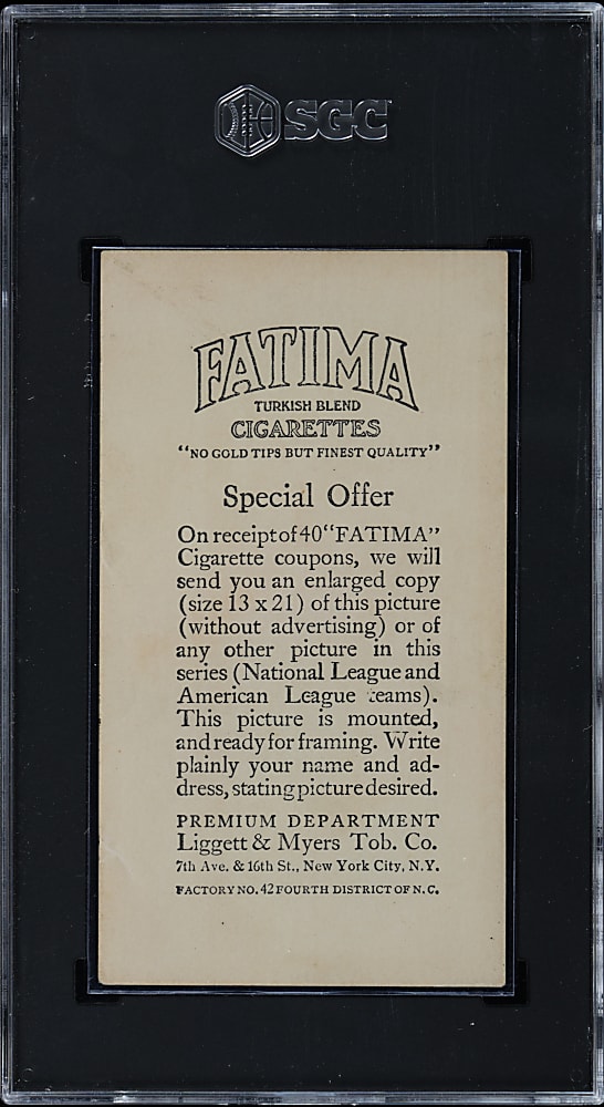 1913 T200 Fatima Cigarettes Chicago Americans Team Card with Ray Schalk & Ed Walsh SGC VG 3