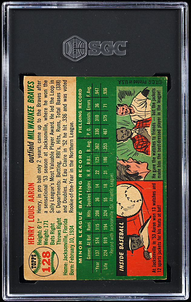 1954 Topps #128 Hank Aaron Rookie SGC Authentic