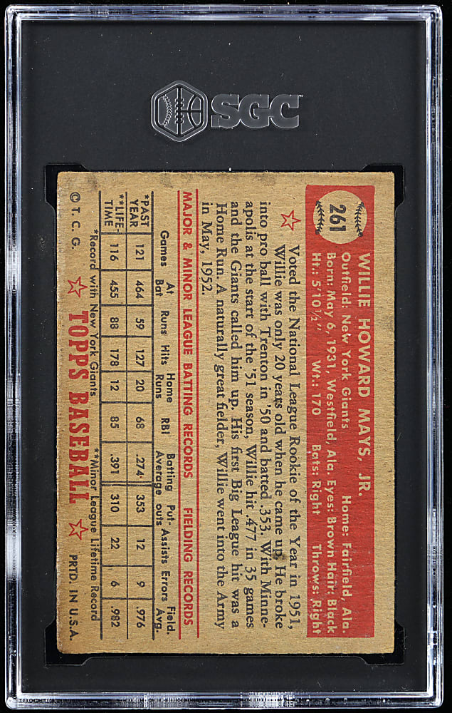 1952 Topps #261 Willie Mays SGC POOR 1