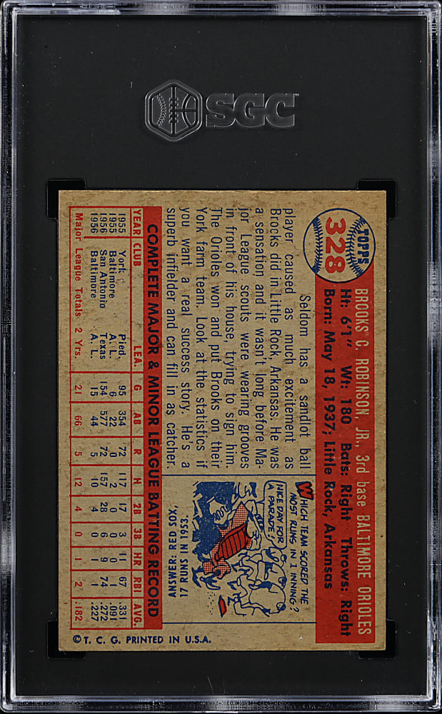 1957 Topps #328 Brooks Robinson Rookie SGC VG/EX 4