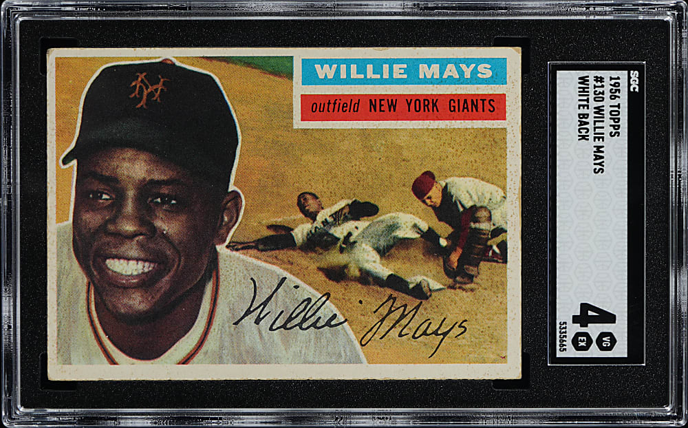 1956 Topps #130 Willie Mays White Back SGC VG/EX 4