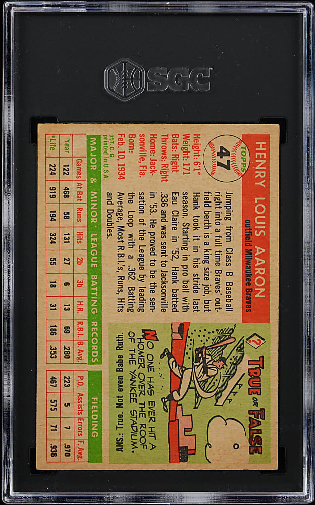 1955 Topps #47 Hank Aaron SGC EX 5